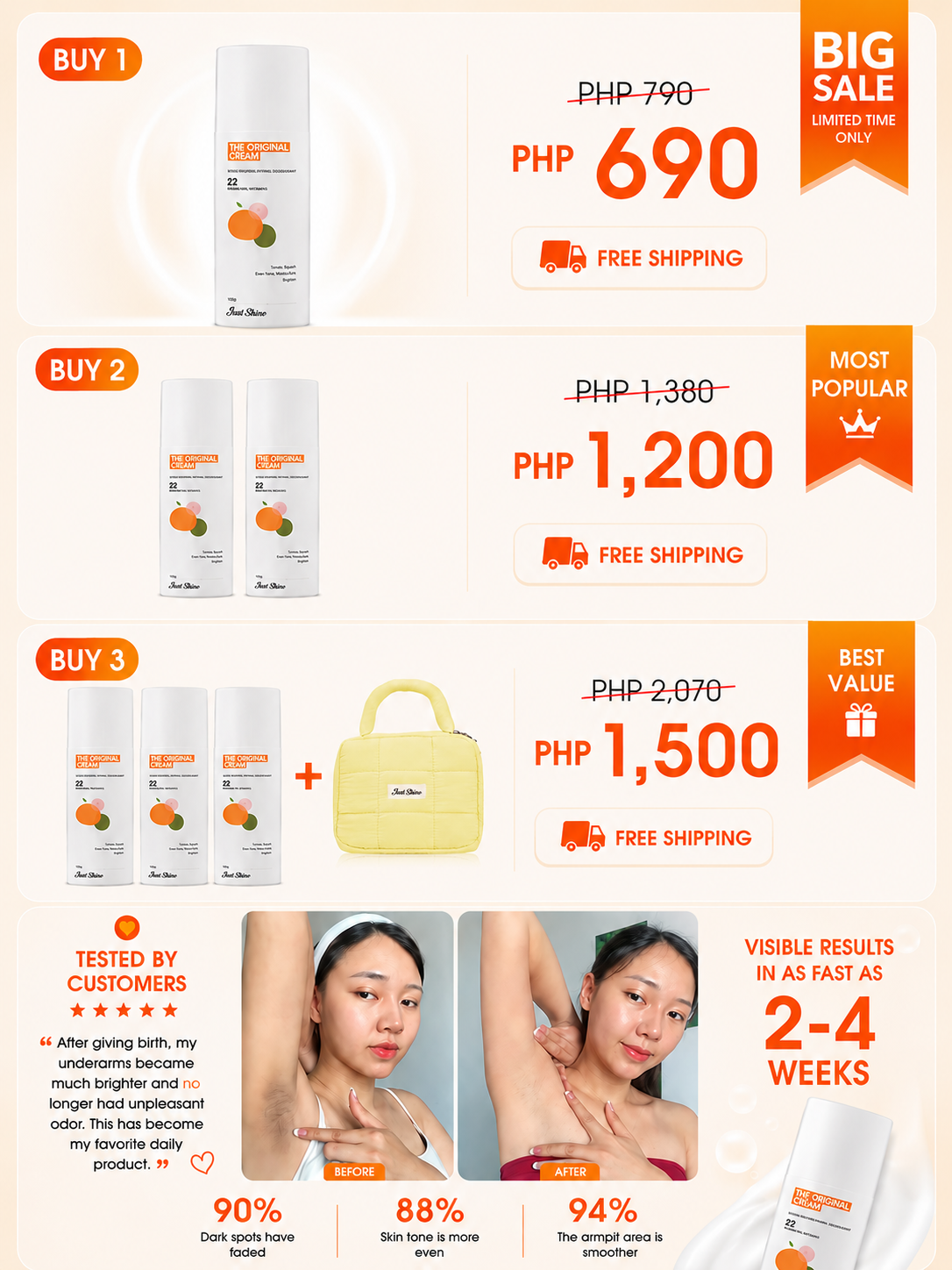 JustShine The Original Cream Underarm Brightening