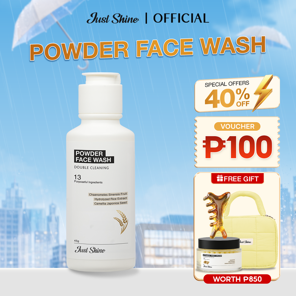 Powder Face Wash Justskin